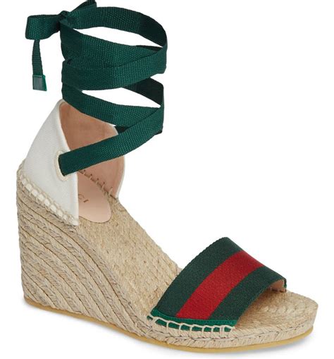 gucci green wedges|Gucci espadrille wedges.